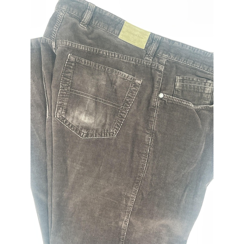 Ermenegildo Zegna Mens Brown Corduroy Pants Made in Italy Size 36 Straight Leg